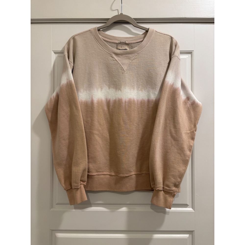 Abercrombie & Fitch Garment Dyed Tie Dye Crewneck Sweatshirt Peach Pink White